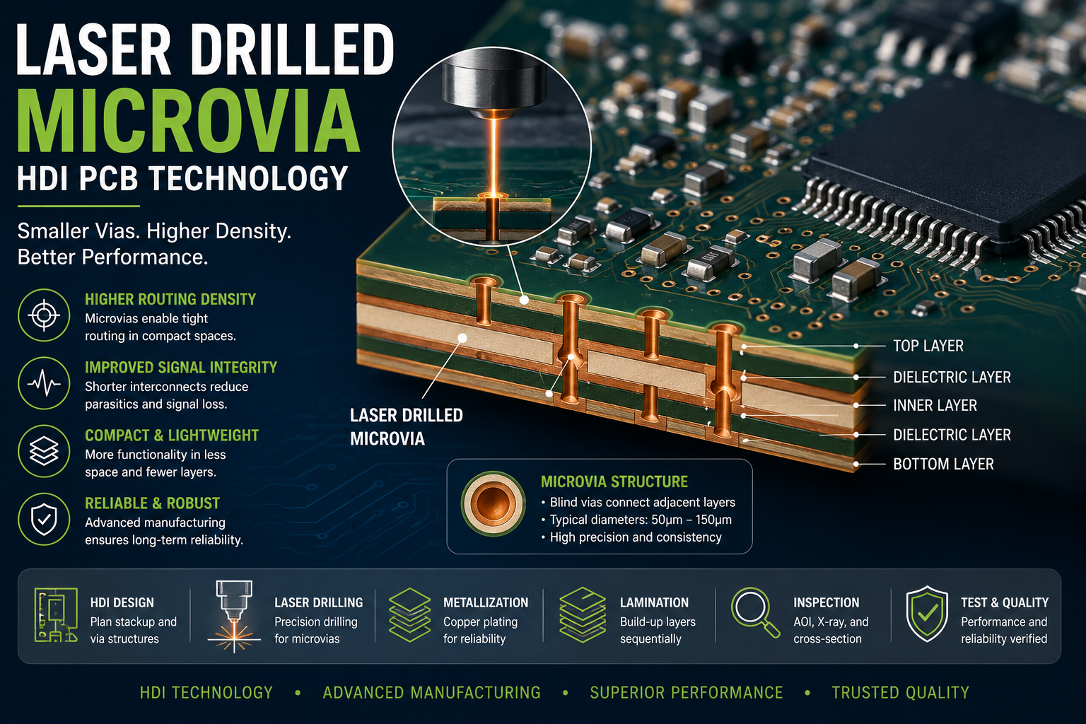 laser drilled microvia